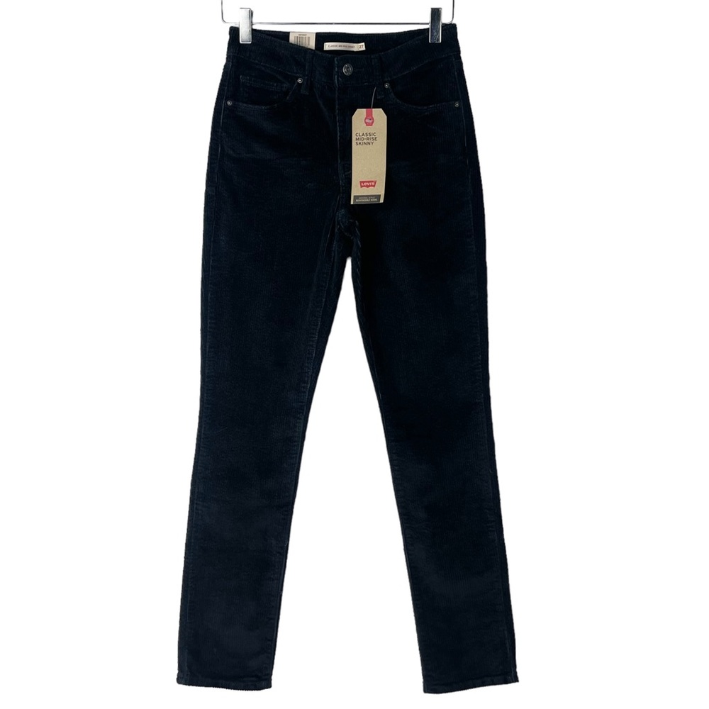 Levi's Classic Mid Rise Skinny Corduroy Jeans Womens Black Cord Pants Size 27